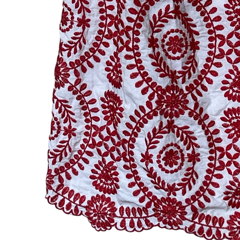 Entro red and white fully floral embroidered off the shoulder mini dress - Picture 9 of 14